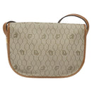 Christian Dior Honeycomb Canvas Shoulder Bag PVC Beige Gold Auth 126373-2