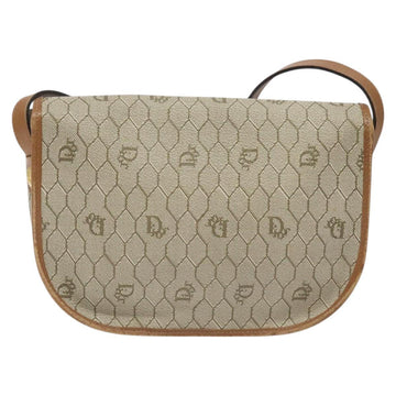 Christian Dior Honeycomb Canvas Shoulder Bag PVC Beige Gold Auth 126373 - 0