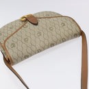 Christian Dior Honeycomb Canvas Shoulder Bag PVC Beige Gold Auth 126373-6