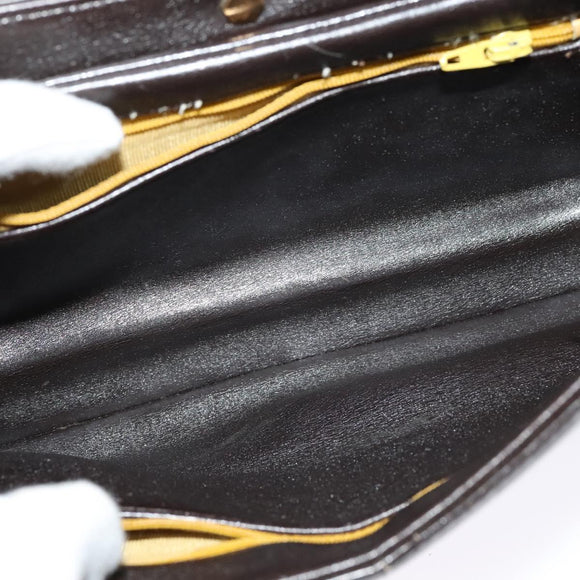 Christian Dior Shoulder Bag Leather Brown Gold Auth 126374