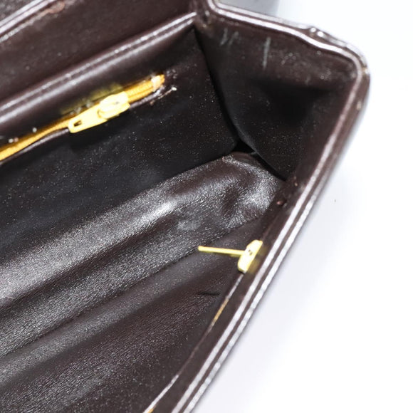 Christian Dior Shoulder Bag Leather Brown Gold Auth 126374