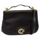 Christian Dior Shoulder Bag Leather Brown Gold Auth 126374-1