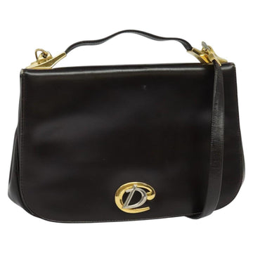 Christian Dior Shoulder Bag Leather Brown Gold Auth 126374