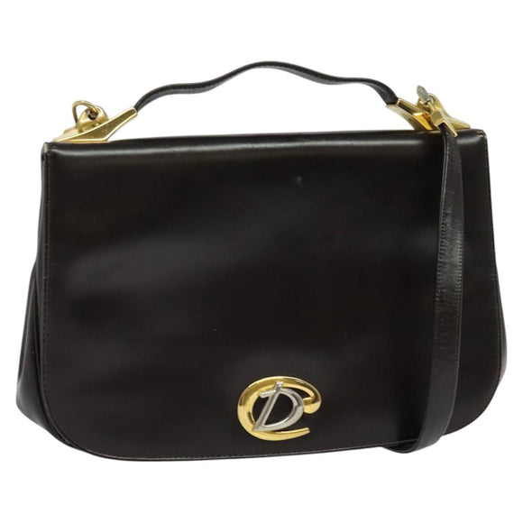 Christian Dior Shoulder Bag Leather Brown Gold Auth 126374