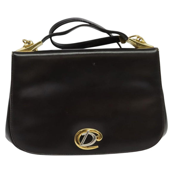 Christian Dior Shoulder Bag Leather Brown Gold Auth 126374