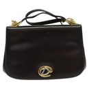 Christian Dior Shoulder Bag Leather Brown Gold Auth 126374-13
