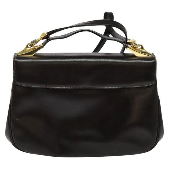 Christian Dior Shoulder Bag Leather Brown Gold Auth 126374