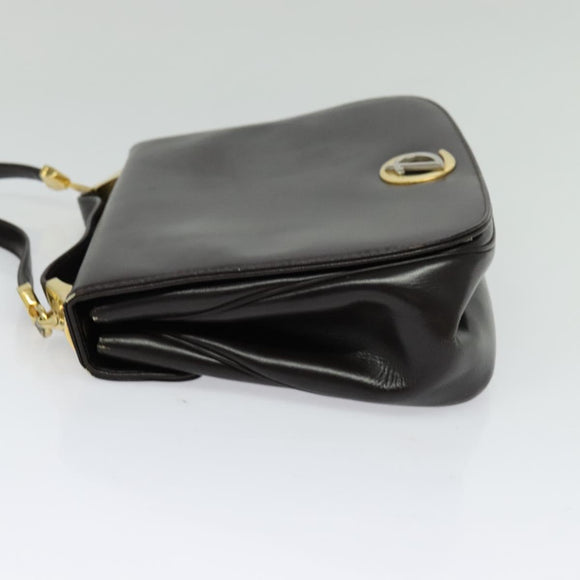 Christian Dior Shoulder Bag Leather Brown Gold Auth 126374