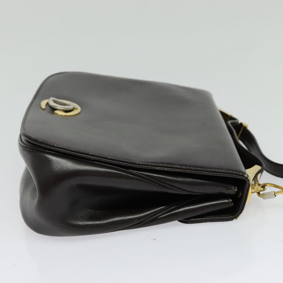 Christian Dior Shoulder Bag Leather Brown Gold Auth 126374