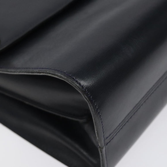 Christian Dior Shoulder Bag Leather Navy Gold Auth 126375