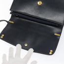 Christian Dior Shoulder Bag Leather Navy Gold Auth 126375-10