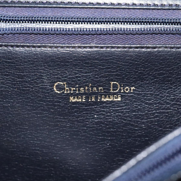 Christian Dior Shoulder Bag Leather Navy Gold Auth 126375