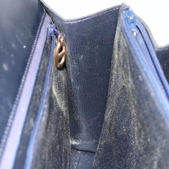 Christian Dior Shoulder Bag Leather Navy Gold Auth 126375