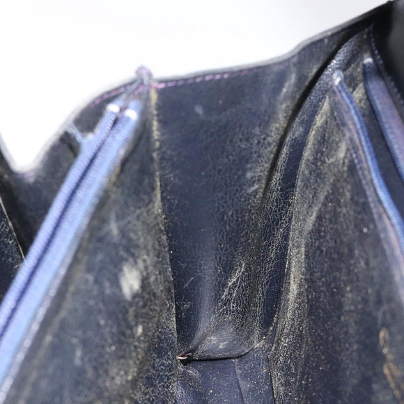 Christian Dior Shoulder Bag Leather Navy Gold Auth 126375