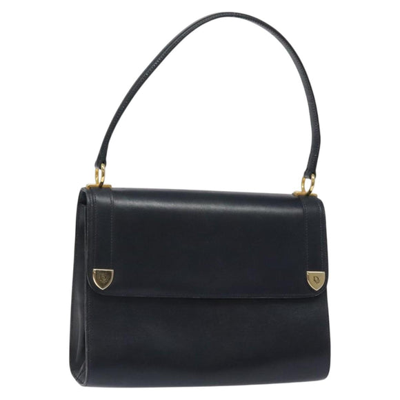 Christian Dior Shoulder Bag Leather Navy Gold Auth 126375