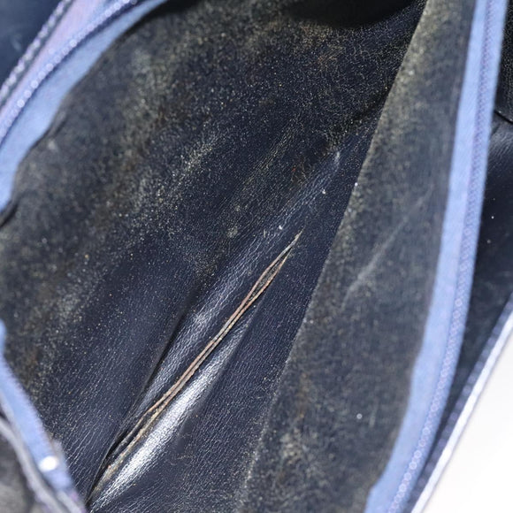 Christian Dior Shoulder Bag Leather Navy Gold Auth 126375