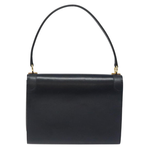 Christian Dior Shoulder Bag Leather Navy Gold Auth 126375