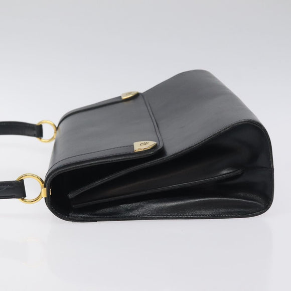 Christian Dior Shoulder Bag Leather Navy Gold Auth 126375