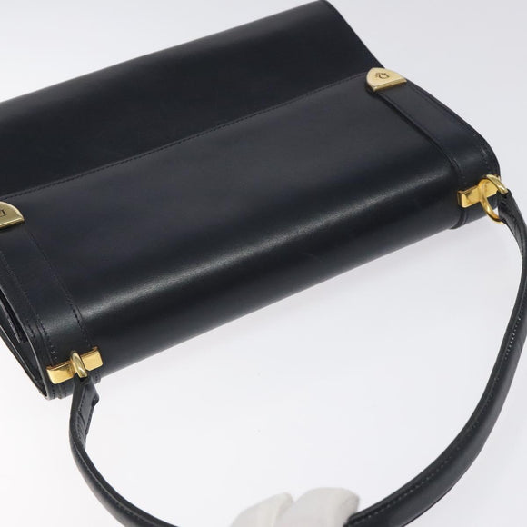 Christian Dior Shoulder Bag Leather Navy Gold Auth 126375