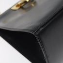 Salvatore Ferragamo Gancini Chain Shoulder Bag Leather Black Gold Auth 126376-14