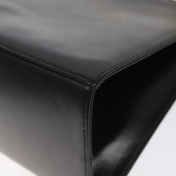 Salvatore Ferragamo Gancini Chain Shoulder Bag Leather Black Gold Auth 126376