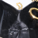 Salvatore Ferragamo Gancini Chain Shoulder Bag Leather Black Gold Auth 126376-19