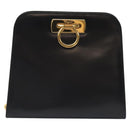 Salvatore Ferragamo Gancini Chain Shoulder Bag Leather Black Gold Auth 126376-13