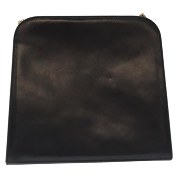 Salvatore Ferragamo Gancini Chain Shoulder Bag Leather Black Gold Auth 126376 - 0