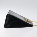 Salvatore Ferragamo Gancini Chain Shoulder Bag Leather Black Gold Auth 126376-3