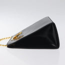 Salvatore Ferragamo Gancini Chain Shoulder Bag Leather Black Gold Auth 126376-4