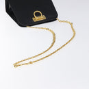Salvatore Ferragamo Gancini Chain Shoulder Bag Leather Black Gold Auth 126376-7