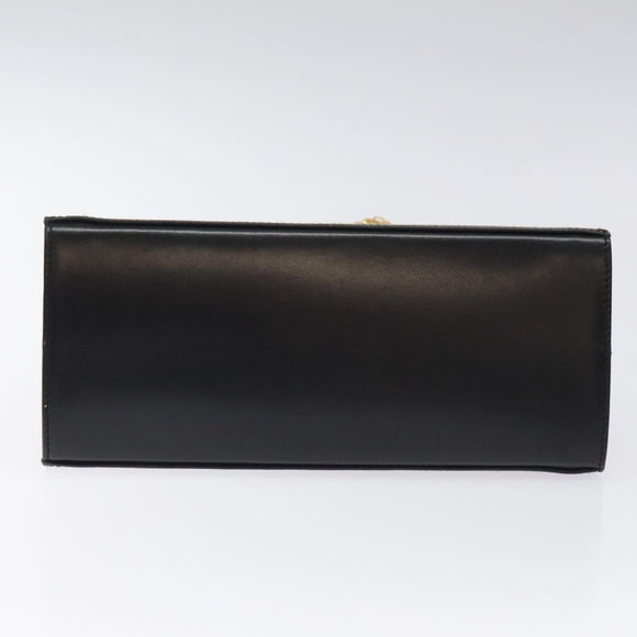 Salvatore Ferragamo Gancini Chain Shoulder Bag Leather Black Gold Auth 126376