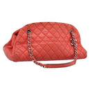 CHANEL Matelasse Chain Shoulder Bag Caviar Skin Orange Silver CC Auth 126379-1