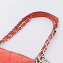 CHANEL Matelasse Chain Shoulder Bag Caviar Skin Orange Silver CC Auth 126379-10