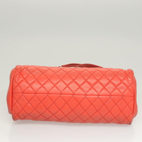 CHANEL Matelasse Chain Shoulder Bag Caviar Skin Orange Silver CC Auth 126379