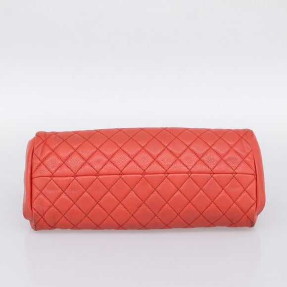 CHANEL Matelasse Chain Shoulder Bag Caviar Skin Orange Silver CC Auth 126379