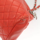 CHANEL Matelasse Chain Shoulder Bag Caviar Skin Orange Silver CC Auth 126379-12
