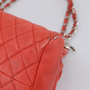 CHANEL Matelasse Chain Shoulder Bag Caviar Skin Orange Silver CC Auth 126379-13