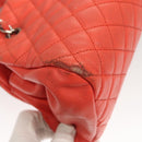 CHANEL Matelasse Chain Shoulder Bag Caviar Skin Orange Silver CC Auth 126379-13