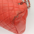 CHANEL Matelasse Chain Shoulder Bag Caviar Skin Orange Silver CC Auth 126379-14