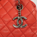 CHANEL Matelasse Chain Shoulder Bag Caviar Skin Orange Silver CC Auth 126379-15