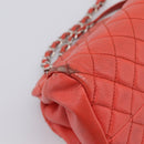 CHANEL Matelasse Chain Shoulder Bag Caviar Skin Orange Silver CC Auth 126379-16