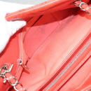 CHANEL Matelasse Chain Shoulder Bag Caviar Skin Orange Silver CC Auth 126379-17