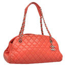 CHANEL Matelasse Chain Shoulder Bag Caviar Skin Orange Silver CC Auth 126379-1