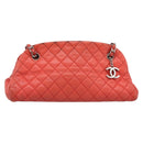CHANEL Matelasse Chain Shoulder Bag Caviar Skin Orange Silver CC Auth 126379-2