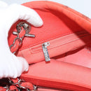 CHANEL Matelasse Chain Shoulder Bag Caviar Skin Orange Silver CC Auth 126379-23