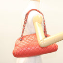 CHANEL Matelasse Chain Shoulder Bag Caviar Skin Orange Silver CC Auth 126379-27