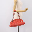 CHANEL Matelasse Chain Shoulder Bag Caviar Skin Orange Silver CC Auth 126379-29