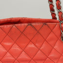 CHANEL Matelasse Chain Shoulder Bag Caviar Skin Orange Silver CC Auth 126379-4