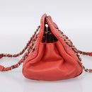 CHANEL Matelasse Chain Shoulder Bag Caviar Skin Orange Silver CC Auth 126379-5